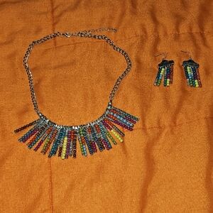 Nwots Necklace And Earing Set!! Gorgeous Colors And Silver!!